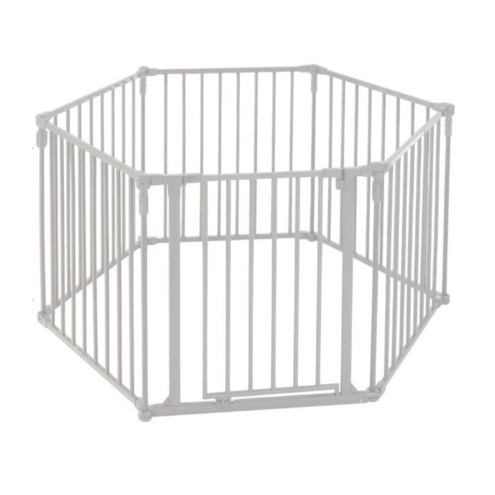 3 in 1 Metal Superyard 6 Panel Play Yard, Baby Gate, Playpen or Extra Wide Baby Fence, 151 Wide. Wall Mount Kit Included. 10 sq ft play yard (30 tall, Taupe)