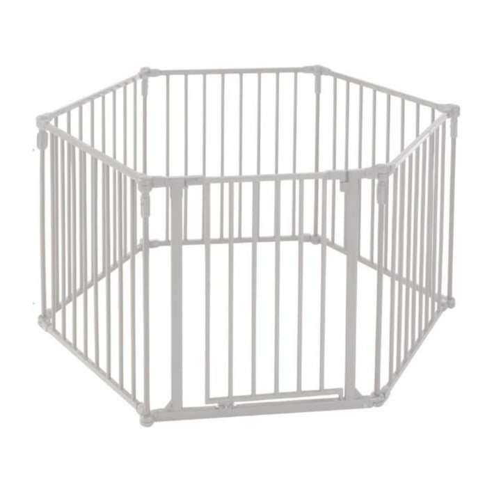 3 in 1 Metal Superyard 6 Panel Play Yard, Baby Gate, Playpen or Extra Wide Baby Fence, 151 Wide. Wall Mount Kit Included. 10 sq ft play yard (30 tall, Taupe)