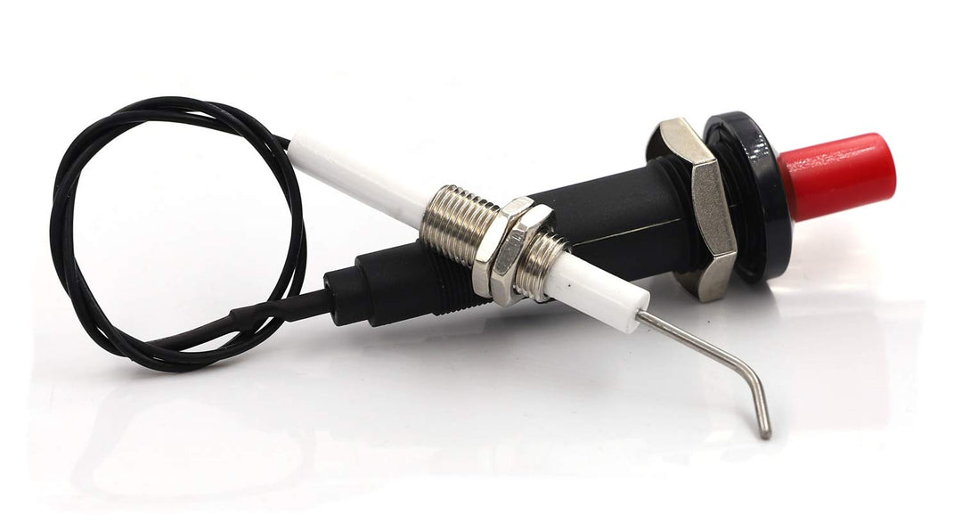 Gas Grill/Range/Heater/Grill Igniters,Push Button Piezo Igniter with Threaded Universal Ceramic Electrode Ignition Spark Plug Wire Long 11.8” Electronic Device Set of 2