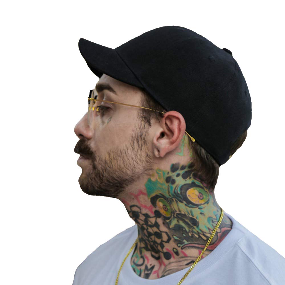 Short Bill Brim Dad Cap Unisex Classic Baseball Hat Anti Sweat Sunscreen Trucker Cap Hat Black, 22-24inch