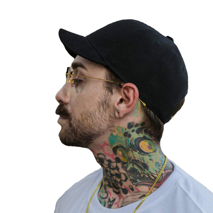 Short Bill Brim Dad Cap Unisex Classic Baseball Hat Anti Sweat Sunscreen Trucker Cap Hat Black, 22-24inch