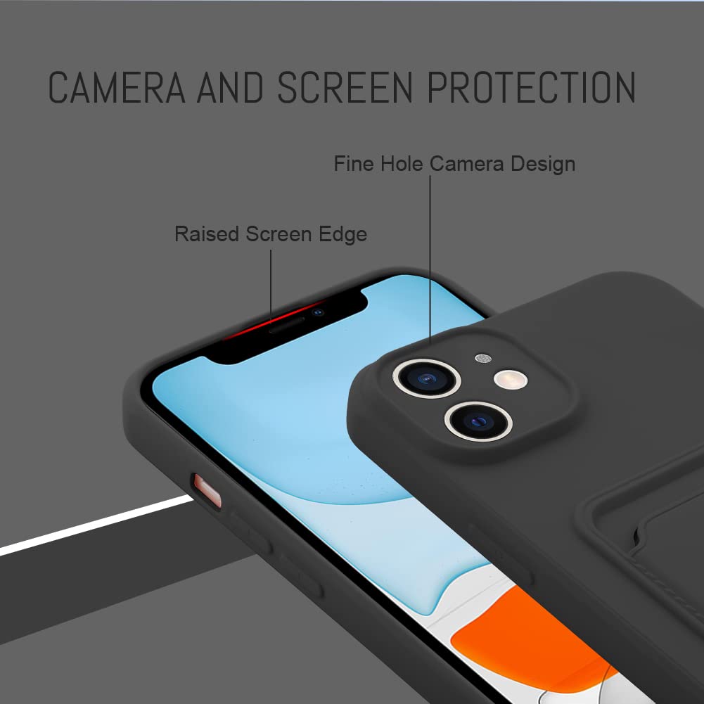 TPU Wallet Compatible with iPhone 11 Case, Camera Protection Cover + Screen Protector, Push-able Card Slot Case Girls Women -Cow