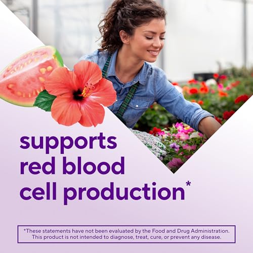 Iron Gummy Vitamin Supplement, Supports Red Blood Cell Production*, Guava Hibiscus Flavor, 30 Servings, 60 Count