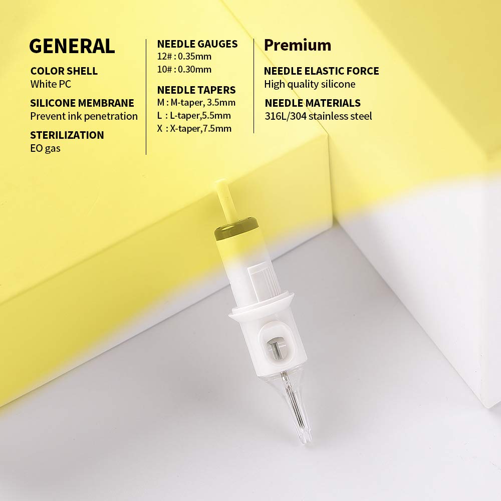 Tattoo Cartridge Needles #10 Bugpin 5 Round Liner X-Taper 20PCS with Membrane Professional Disposable EN05C-20-1005RL
