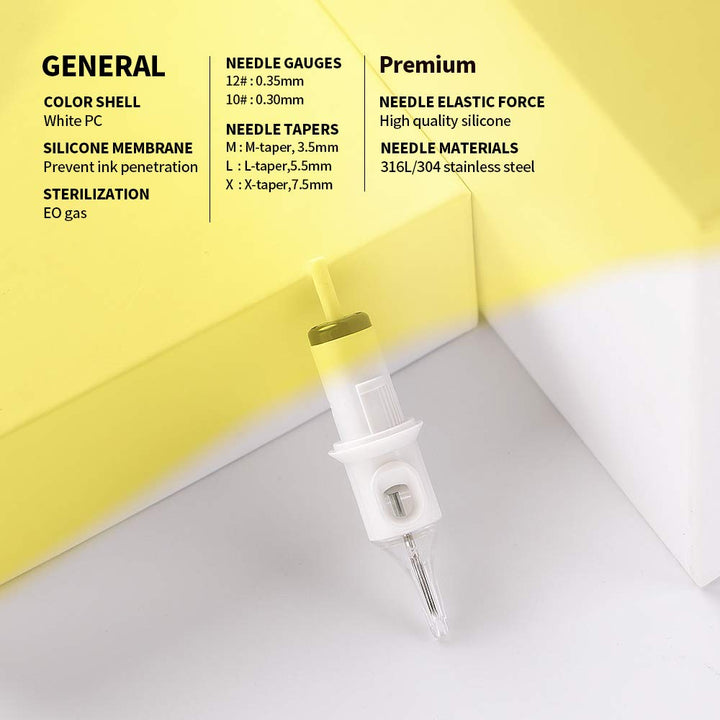 Tattoo Cartridge Needles #10 Bugpin 5 Round Liner X-Taper 20PCS with Membrane Professional Disposable EN05C-20-1005RL
