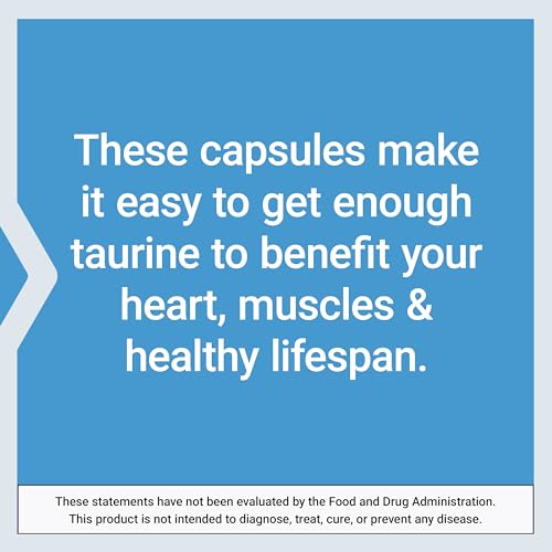 Taurine, Pure Taurine Amino Acid Supplement, Heart, Liver and Brain Health, Longevity, Muscle and Exercise, 1000 mg dose, Non-GMO, Gluten-Free, Vegetarian, 90 Vegetarian Capsules
