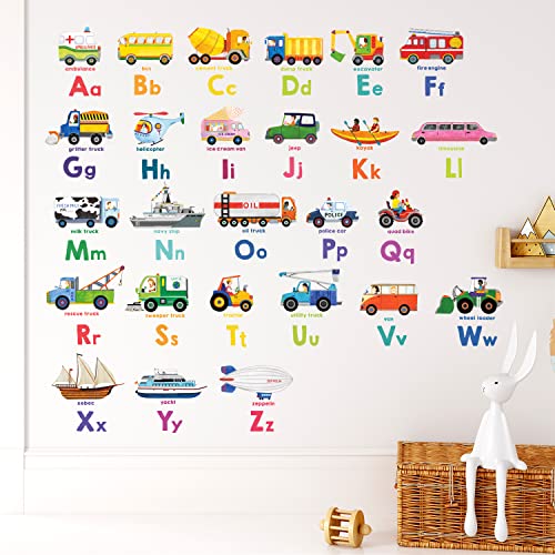 DS8-2005N Transport Alphabet Kids Wall Stickers Wall Decals Peel and Stick Removable Wall Stickers for Kids Nursery Bedroom Living Room