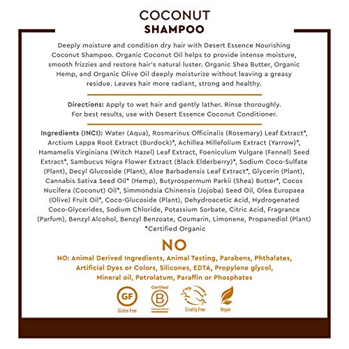 Coconut Shampoo – Nourishing, Paraben-Free, Mineral Oil Free, Vegan, Moisturizing Shampoo for Dry, Damaged Hair - Infused with Natural Coconut Oil, 8 fl oz