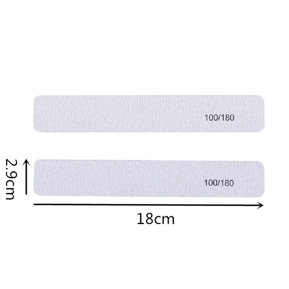 YIMART Professional Nail Files 100 180 Grit Double Sided Gray Washable 10pcs Nail File Sanding Set Nail Buffer File Polisher (E)