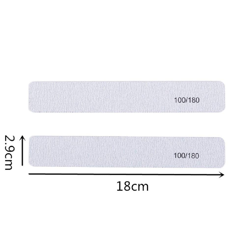 YIMART Professional Nail Files 100 180 Grit Double Sided Gray Washable 10pcs Nail File Sanding Set Nail Buffer File Polisher (E)