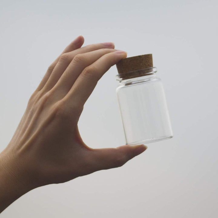 2pcs Empty Clear Glass Bottles Vials with Cork Stopper Storage Jars 47mm Bottle Diameter (47x70x33mm 80ml)