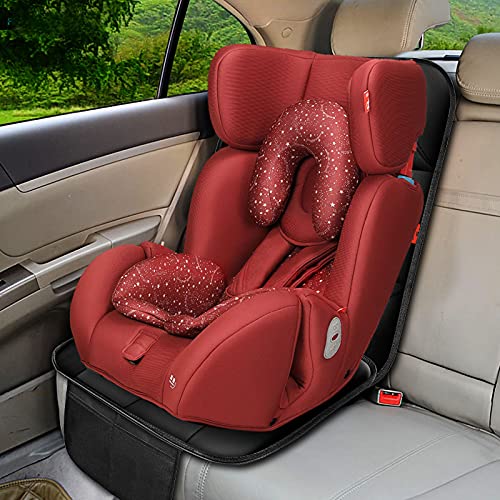 Car Seat Protector 1 Pack Car Seat Cushion Mat Thickest Padding,Waterproof 600D Fabric Car Seat Covers for Non-Slip Backing Mesh Pockets for Baby and Pet (1 Seat Protector)