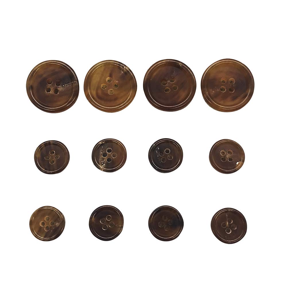 12pcs Genuine Horn Blazer Suits Button Set for Blazer, Suits, Sport Coat, Uniform, Jacket,Light Coffee,Q354