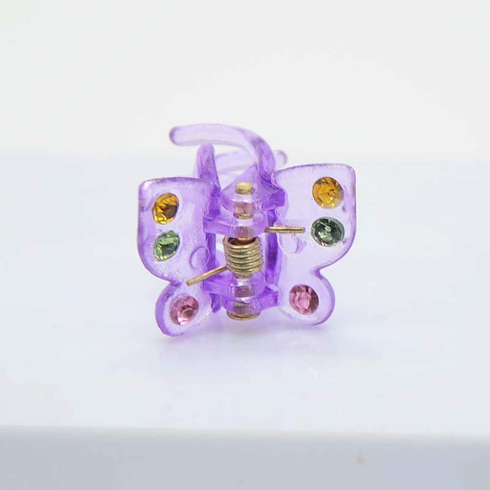 24Pcs Mini Hair Clips Butterfly Plastic Rhinestone Hairs Claws Clips Barrette Hairpins Clamps Bangs Clips for Little Girl Kids Toddlers, 20mm (Multicolor)