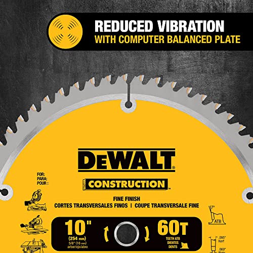 10-Inch Miter Saw Blades/Table Saw Blades, 2-Blade Combo, 60-Tooth & 32-Tooth Pack (DW3106P5)