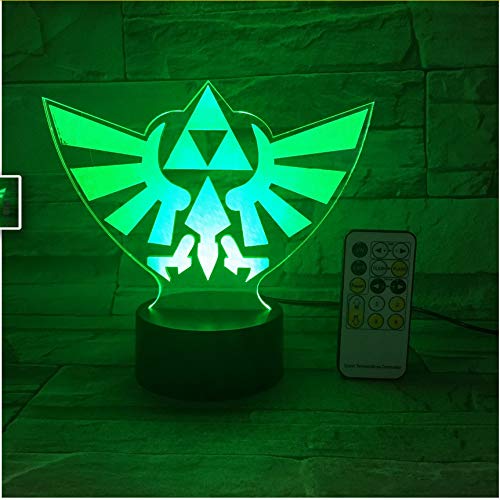 The Legend of Zelda Triangle 3D USB Led Night Light 7Colors Illusion Lamp Touch Or Remote Control Kids Living Bedroom Desk Lamp