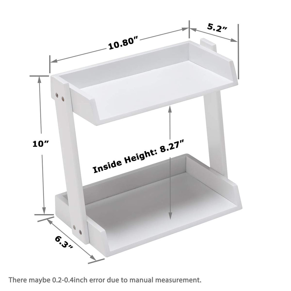 Bamboo Makeup & Countertop Organizer, Small - 2 Layer Cosmetics, Lipsticks, Jewelry, Brushes, Hair Accessories & Perfume Organizer for Dresser, Easy Assembly - White