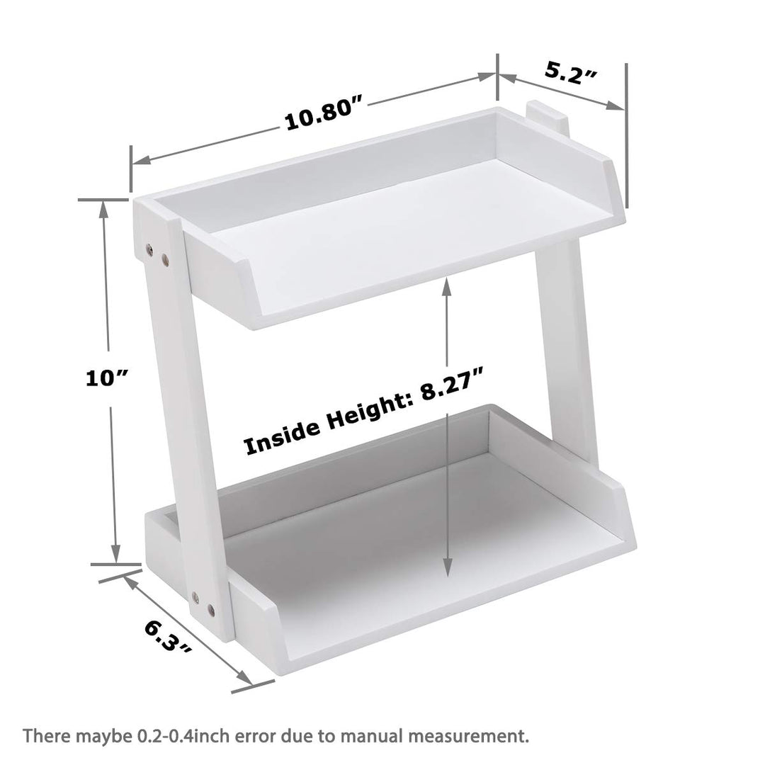 Bamboo Makeup & Countertop Organizer, Small - 2 Layer Cosmetics, Lipsticks, Jewelry, Brushes, Hair Accessories & Perfume Organizer for Dresser, Easy Assembly - White