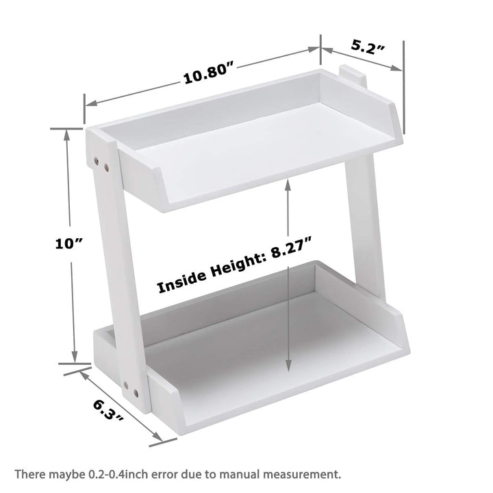 Bamboo Makeup & Countertop Organizer, Small - 2 Layer Cosmetics, Lipsticks, Jewelry, Brushes, Hair Accessories & Perfume Organizer for Dresser, Easy Assembly - White