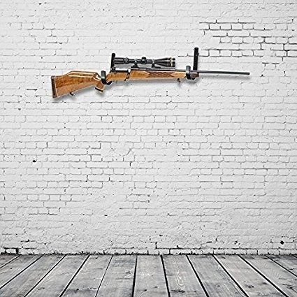Gun Rack Shotgun Hooks Rifle Hangers Archery Bow Felt Lined Wall Mount Storage (A-Black)