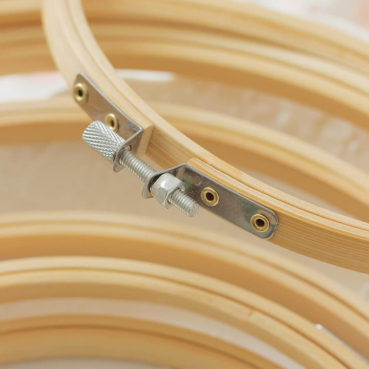 6 Pieces Embroidery Hoops Adjustable Bamboo Circle,Cross Stitch Hoop Ring Bulk Wholesale for DIY Craft Wedding Decoration (10 inch)