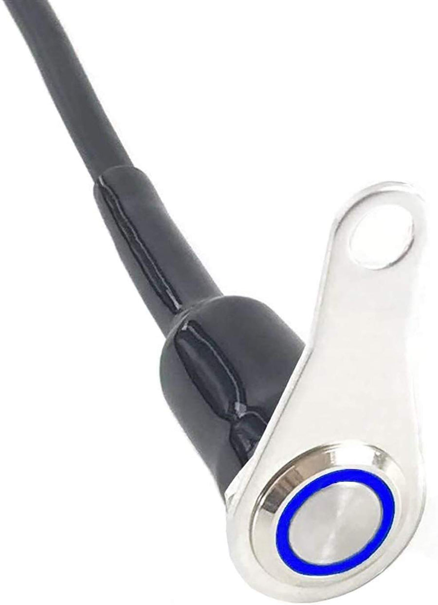 Universal Stainless Steel LED Motorcycle Switch Horn Handlebar Adjustable Mount Waterproof Switches Button DC12V momentary Actions (A-Blue-Monentary Action)