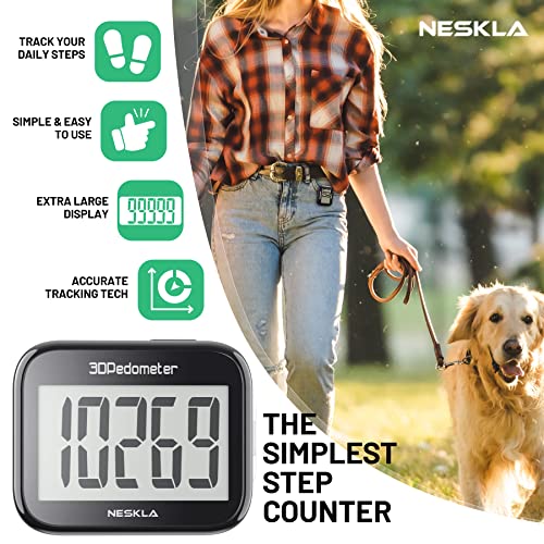 3D Pedometer for Walking, Simple Step Counter with Large Digital Display, Step Tracker with Removable Clip Lanyard, Accurately Track Steps for Men Women Kids Adults Seniors