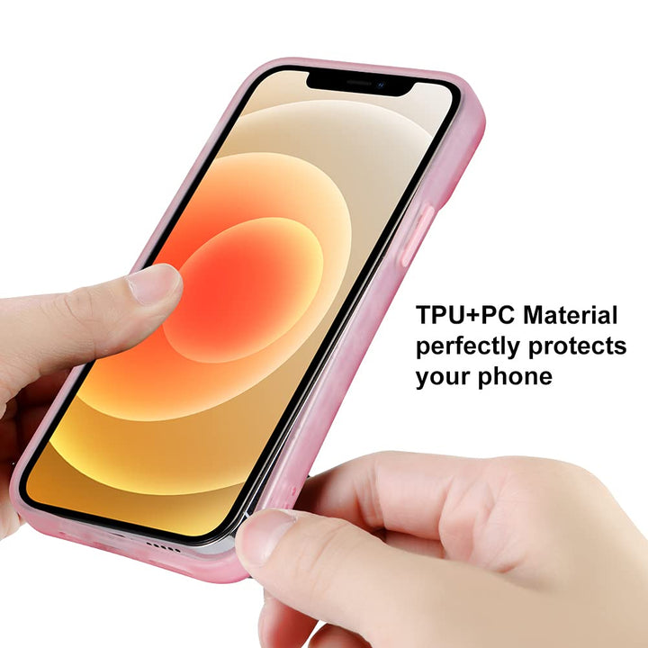 Compatible with iPhone 12 Case Pink Strawberry Cute Pattern Soft TPU Case for Girls Women + 1* Screen Protector, Camera Hole Protective Phone Case