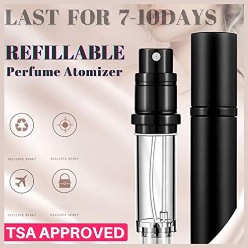 Portable Mini Refillable Perfume Atomizer Bottle Empty Pocket Size Cologne Sprayer for Travel 5ml (Y-Black)
