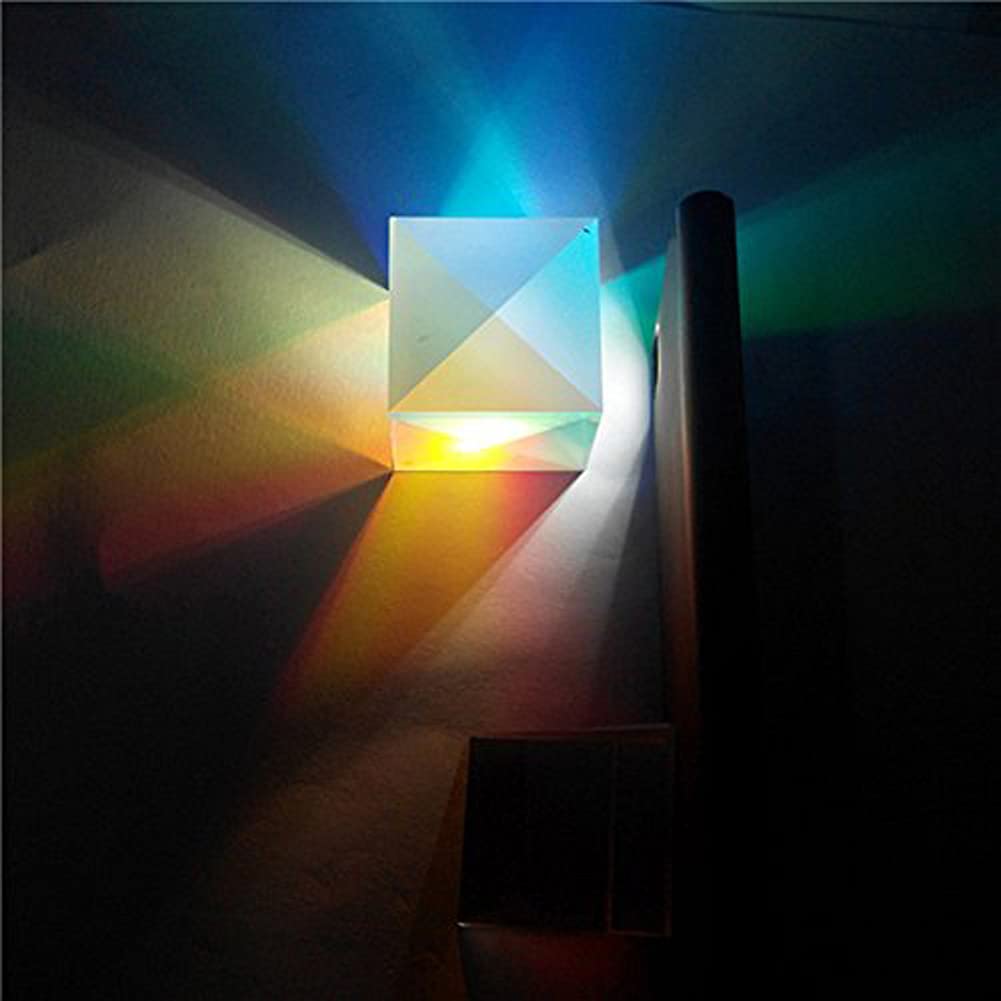 1Pcs 2x2x1.7cm Optical Glass RGB Dispersion Prism X-Cube for Physics Teach Decoration Art