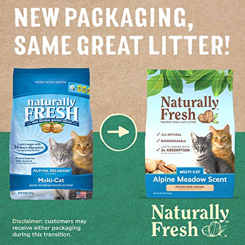 Eco-Shell Cat Litter Made From Walnut Shells, Multi-Cat, Alpine Meadow, Scented, Biodegradable, Dust-Free, Sustainable, 26 Lbs
