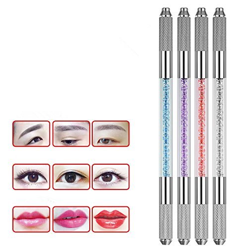 Yimart 4Pcs/set Different Colors Professional Double-headed Permanent Makeup Manual Tattoo Machine Pen Crystal Tattoo Eyebrow Pen