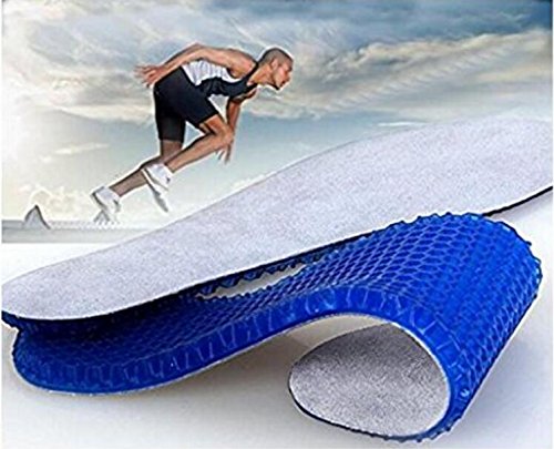 1Pair Blue Silicone Gel Reusable Honeycomb Full Length Non Slip Comfort Sports Insole Air Cushion Damping Shoe Pad Cushion Shoe Inserts For Men Women (Large)