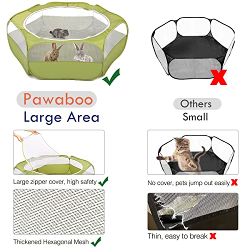 Small Animals Playpen, Waterproof Small Pet Cage Tent with Zippered Cover, Portable Outdoor Yard Fence with 3 Metal Rod for Chick/Kitten/Puppy/Guinea Pig/Rabbits/Hamster/Chinchillas,Green
