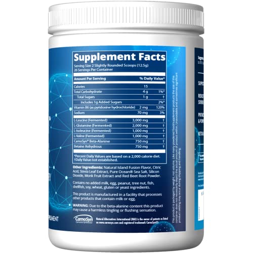 Nutrition Reload BCAA+G Post-Workout Recovery| Island Fusion Flavored| 9.6g Amino Acids| with CarnoSyn®| Muscle Recovery| Keto Friendly| 26 Servings