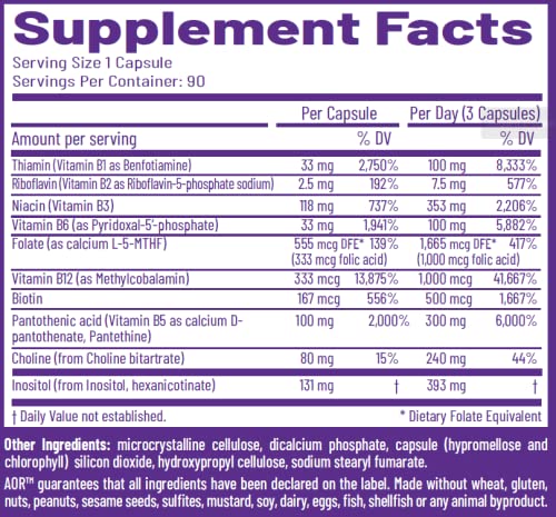 , Advanced B Complex, Multivitamin Support for Energy, Stress and Metabolism, Dietary Supplement, 90 Capsules (90 Servings)