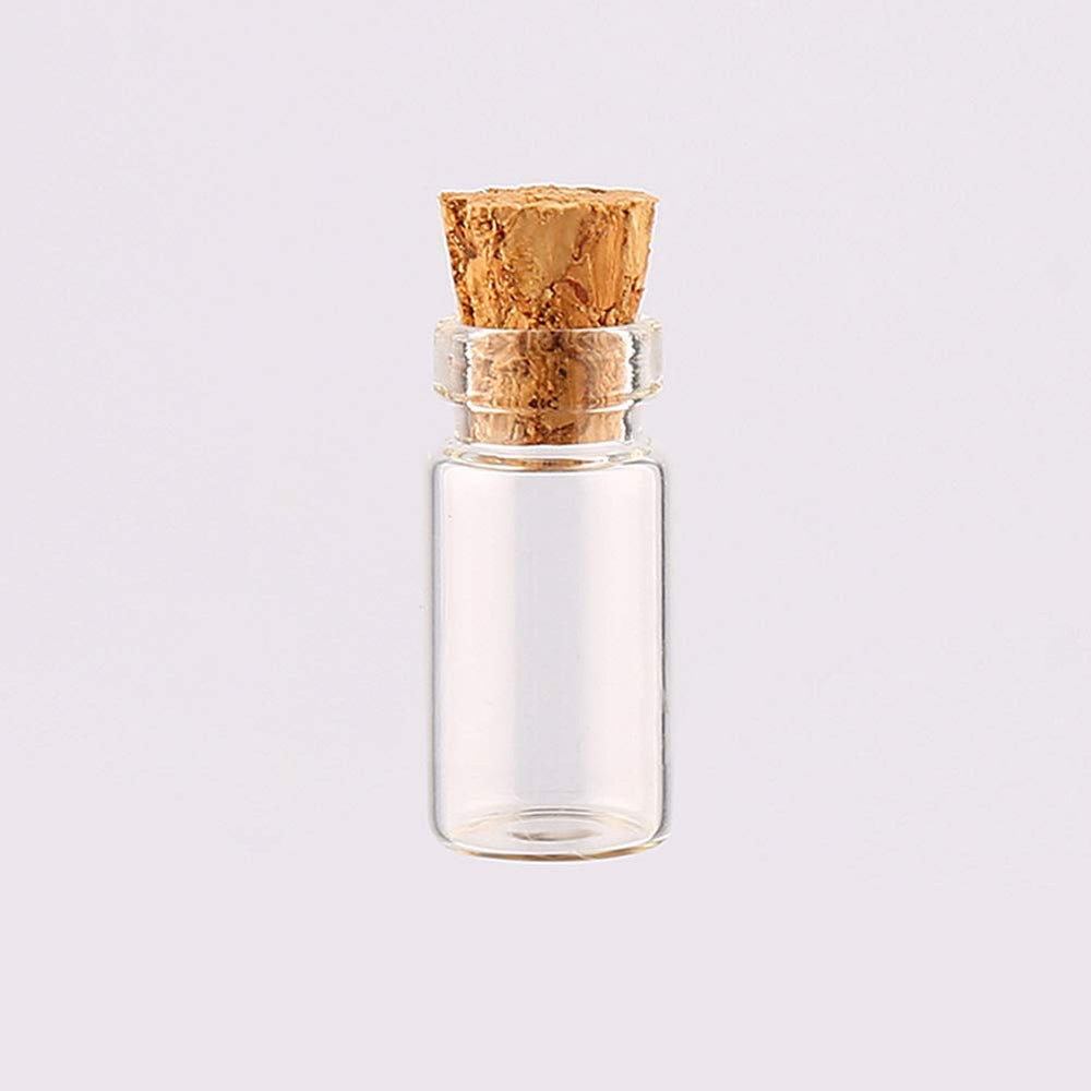 10Pcs/1Ml Empty Sample Glass Bottles Jars Vials Case Container with Cork Stoppers for Message Weddings Wish Jewelry Party Favors, Transparent