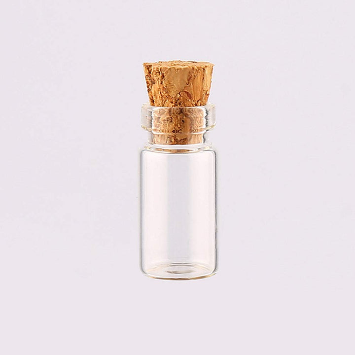 10Pcs/1Ml Empty Sample Glass Bottles Jars Vials Case Container with Cork Stoppers for Message Weddings Wish Jewelry Party Favors, Transparent