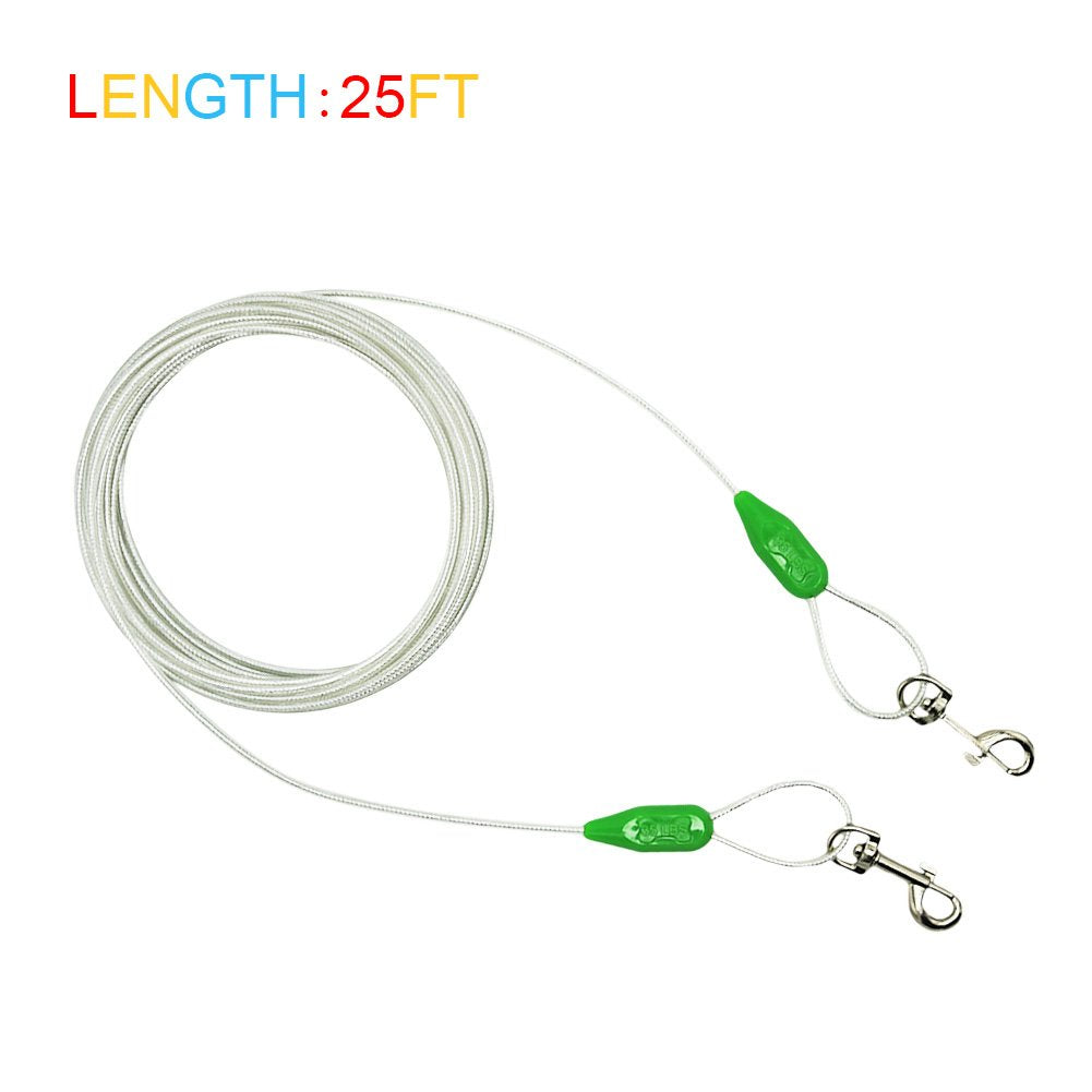25ft Reflective Tie-Out Cable for Small Dogs Up to 35 Pounds