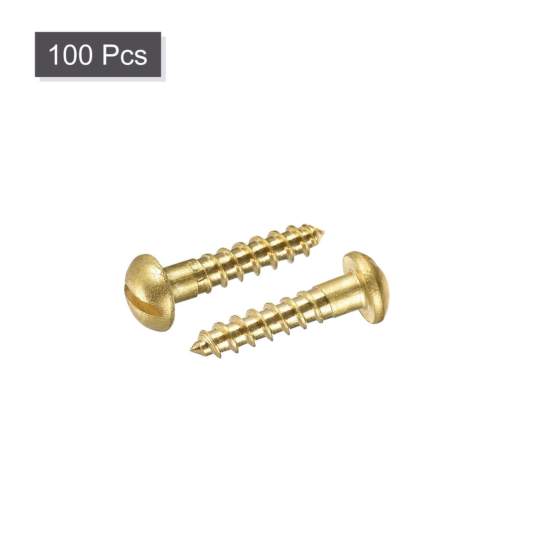 Wood Screws M2.5 x 12mm Slotted Round Head Brass Self-Tapping Screw 100 Pcs