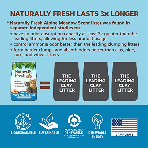 Eco-Shell Cat Litter Made From Walnut Shells, Multi-Cat, Alpine Meadow, Scented, Biodegradable, Dust-Free, Sustainable, 26 Lbs