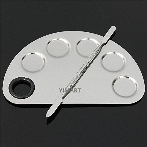 Stainless Steel Makeup Palette Cosmetic Five Holes Mixing Pallete Spatula