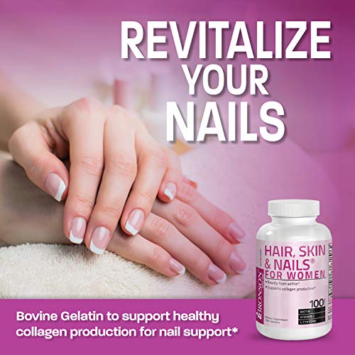 Hair, Skin & Nails with Biotin Extra Strength Vitamin Supplement for Women, 100 Capsules