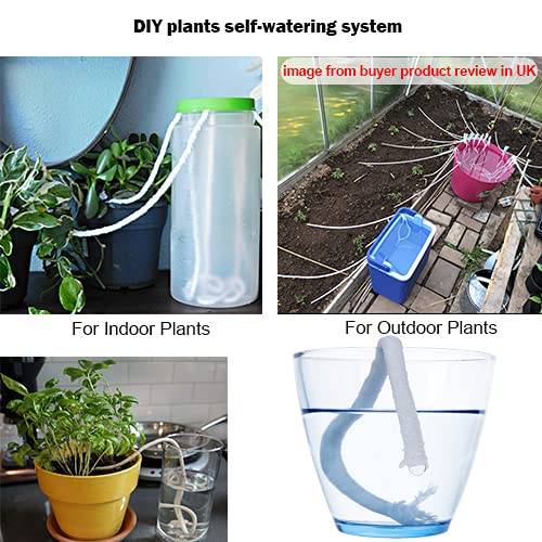 50 feet 1/4 inch Self Watering Capillary Wick Cord Vacation Plant Watering DIY Hydroponic Wicking Self-Watering Planter Pot Automatic Water System Device Potted Violet self Watering Rope