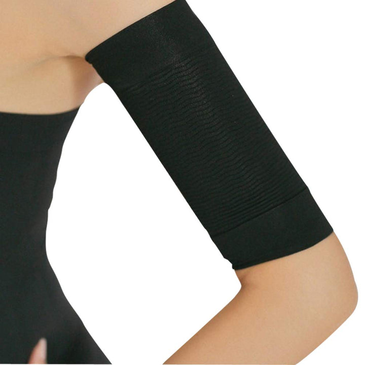 1 Pair Black Slimming Arm Sleeves Elastic Compression Arm Shapers for Women Weight Loss Post Surgical Compression Sleeves
