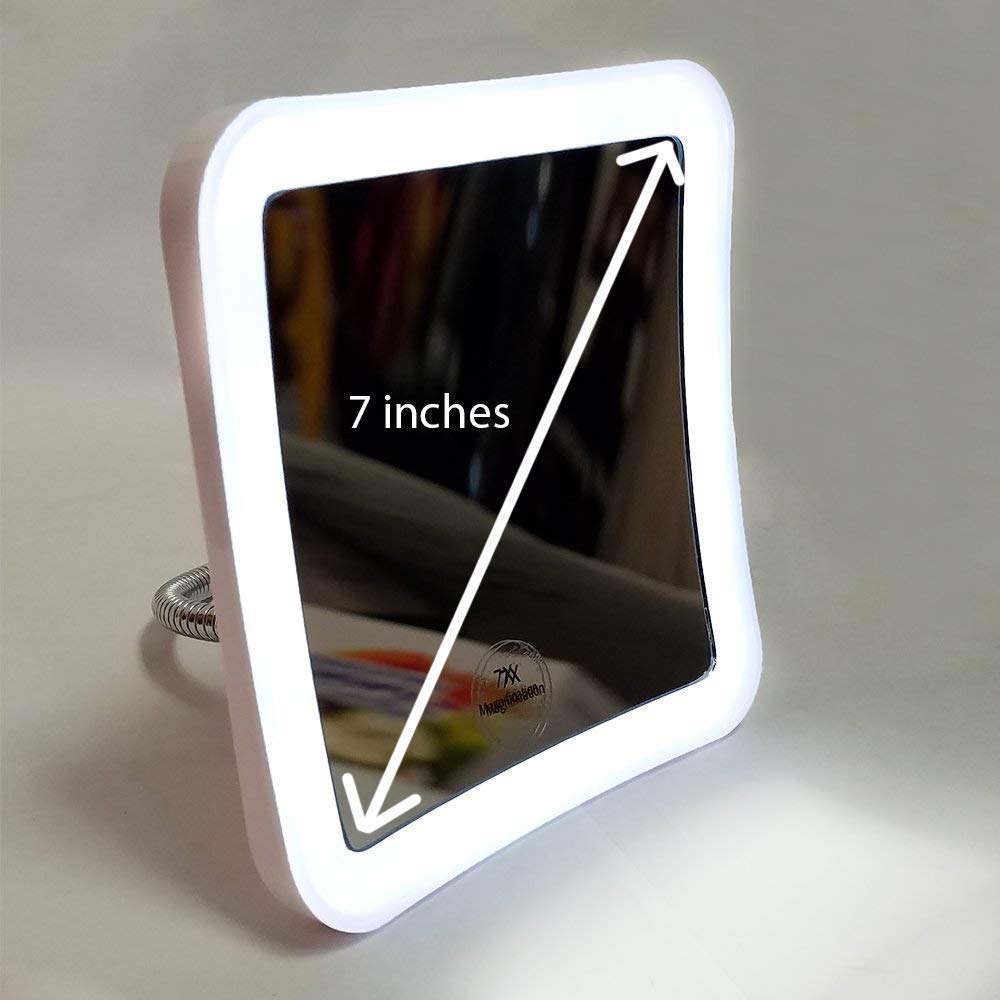 Makeup Mirror with LED Lights and Magnification, Portable Cordless Design Suction Cup Mirror for Home and Travel with Flexible Gooseneck to Adjust to Any Position Easily