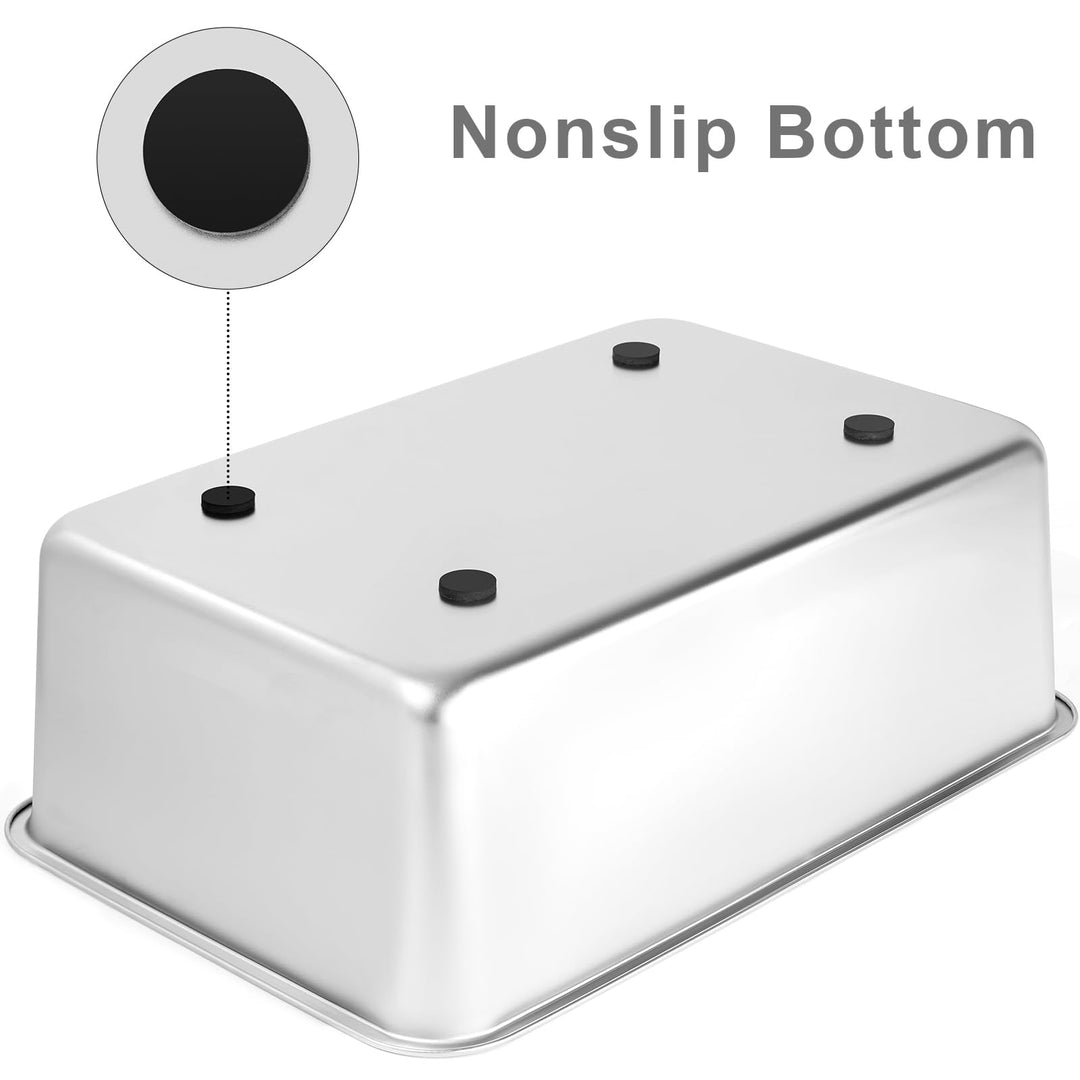 Stainless Steel Litter Box for Cat and Rabbit, Large Size with 8in High Sides and Non Slip Rubber Feet. Odor Control, Non Stick Smooth Surface, Easy to Clean, Never Bend