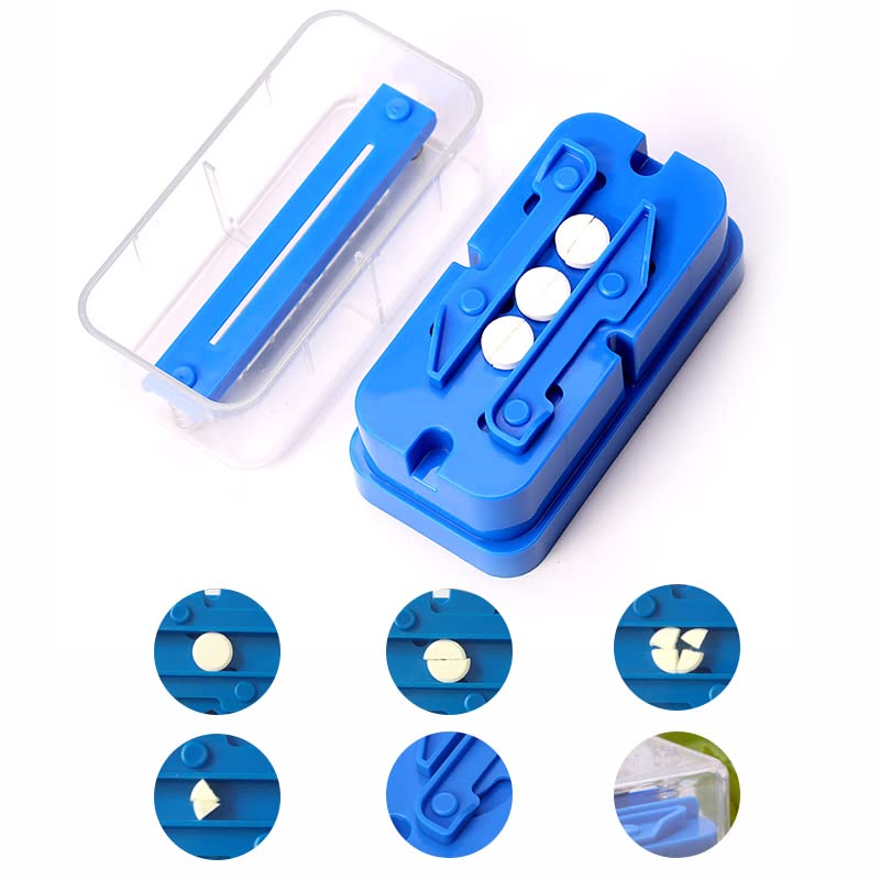 Pill Cutter, Adjustable Pill Splitter for Multiple Big/Small Pills, Stainless Steel Cutting Blade and Blade Guard, Even Cut for Splitting and Quartering Round or Oblong Pills…