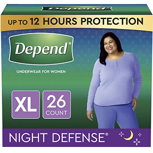 Depend Night Defense Adult Incontinence Underwear for Women, Disposable, Overnight, Extra-Large, Blush, 26 Count (2 Packs of 13) (Packaging May Vary)