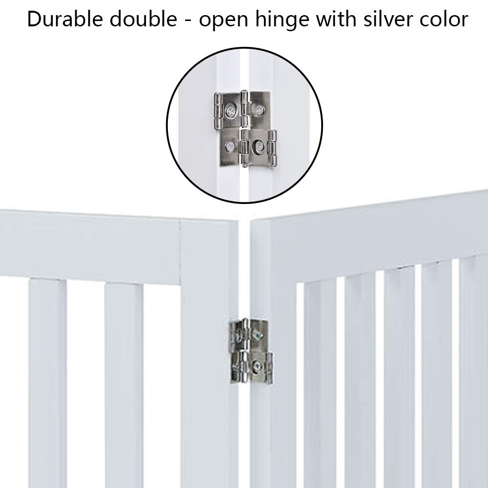 36”H Free Standing Pet Gate for Dog Cat, Tall Wooden Dog Gates for Doorway, Stairs, Foldable Pet Fence for The House, Expandable Dog Barrier, Indoor Use, White